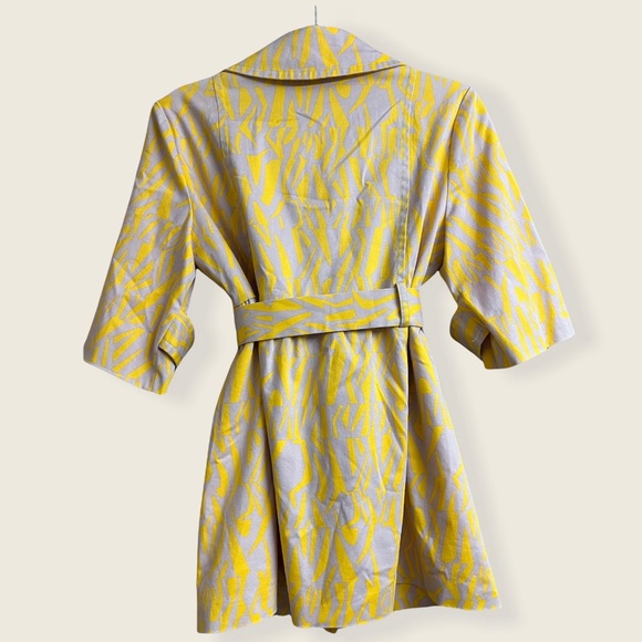 Anthropologie Luii Belted Yellow & Gray Lined Trench Jacket - Picture 6 of 9